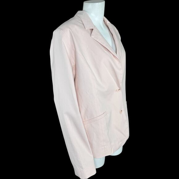 Lawrence Zarian Blazer Large Pink NWOT BEAUTIFUL Notch Collar Lined Cotton - Picture 2 of 13